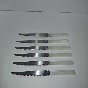 Cheltenham & Co Vintage Stainless Steel Mother Of Pear Steak Knives Sheffield